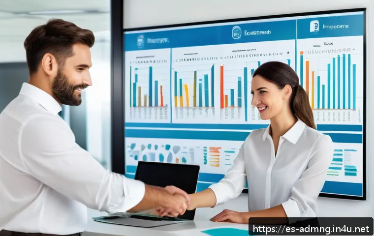 행정관리사 필수 암기사항 정리 - A modern office scene showing a diverse team of professionals collaborating around a large digital t...